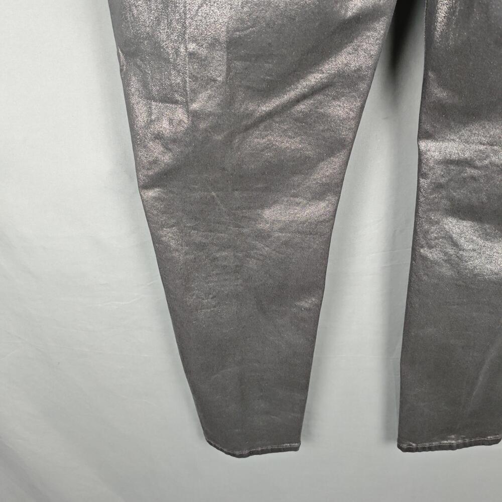 White House Black Market Pants Womens 14 Silver The Skinny Ankle Metallic Coated - Picture 13 of 16